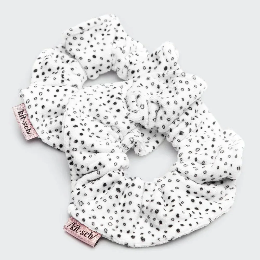 NEW KITSCH Micro Dot Microfiber Quick-Dry Towel Scrunchies 2pc Set